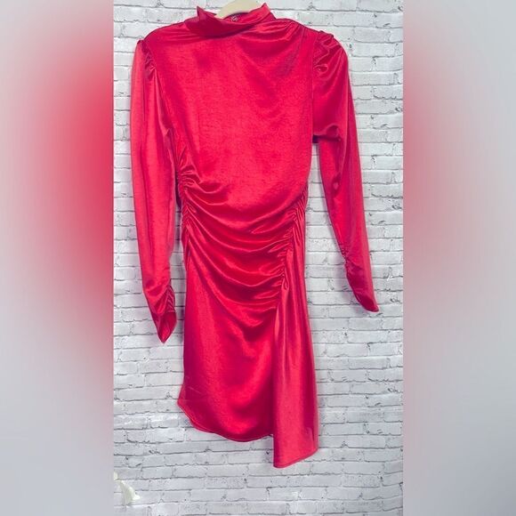 A.L.C Joss Ruched Asymmetric Satin Dress Sz 00 - Picture 2 of 14